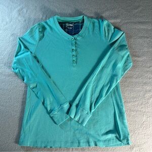 L.L.Bean Women’s Small Regular Long Sleeve Henley Shirt Teal Green Casual Top
